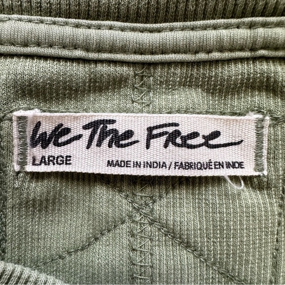 Free People We The Free Top Daisy Chain Cuff Long Sleeve Tee Green Tea Leaves L - Picture 10 of 14